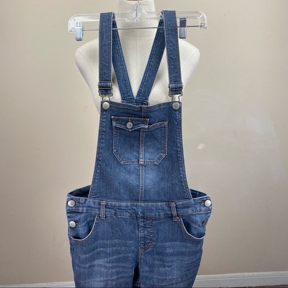 Cherokee bib denim overalls straight leg medium wash - Picture 2 of 8